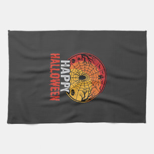 Fröhliches Halloween Spinnennetz Vektordesign Geschirrtuch