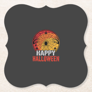 Fröhliches Halloween Spinnennetz Vektordesign Untersetzer