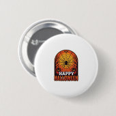Fröhliches Halloween Spinnennetz Vintage Gravur De Button (Vorne & Hinten)