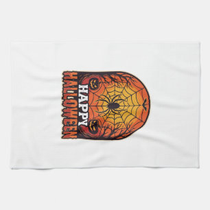Fröhliches Halloween Spinnennetz Vintage Gravur De Geschirrtuch
