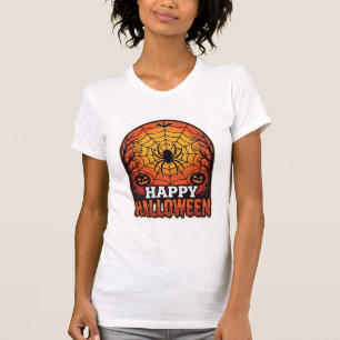 Fröhliches Halloween Spinnennetz Vintage Gravur De T-Shirt