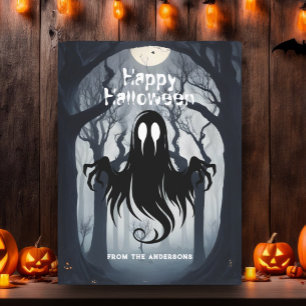 Fröhliches Halloween Spukgeist Verzauberter Wald Postkarte