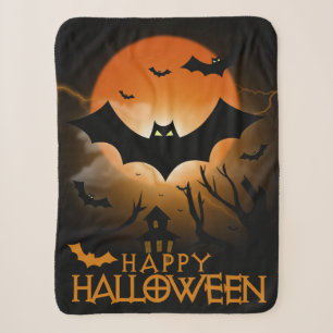 Fröhliches Halloween Spukhaus Cozy Gruselig Herbst Sherpadecke