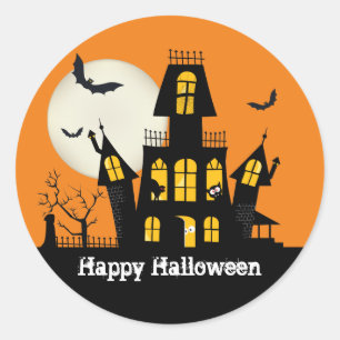 Fröhliches Halloween Spukhaus Gruselig Unheimlich Runder Aufkleber
