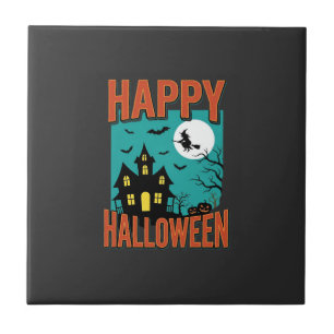 Fröhliches Halloween Spukhaus Hexen Design Fliese