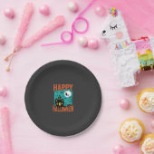 Fröhliches Halloween Spukhaus Hexen Design Pappteller (Party)