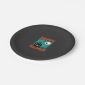 Fröhliches Halloween Spukhaus Hexen Design Pappteller (Schrägansicht)