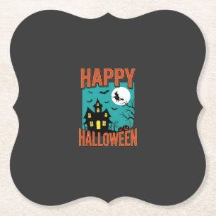 Fröhliches Halloween Spukhaus Hexen Design Untersetzer