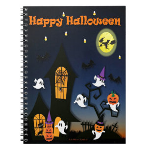 Fröhliches Halloween Spukhaus Notizblock