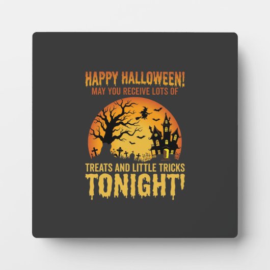 Fröhliches Halloween Spukhaus Süßigkeiten oder Sau Fotoplatte (Vorderseite)