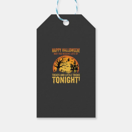 Fröhliches Halloween Spukhaus Süßigkeiten oder Sau Geschenkanhänger (Vorderseite)