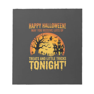 Fröhliches Halloween Spukhaus Süßigkeiten oder Sau Notizblock