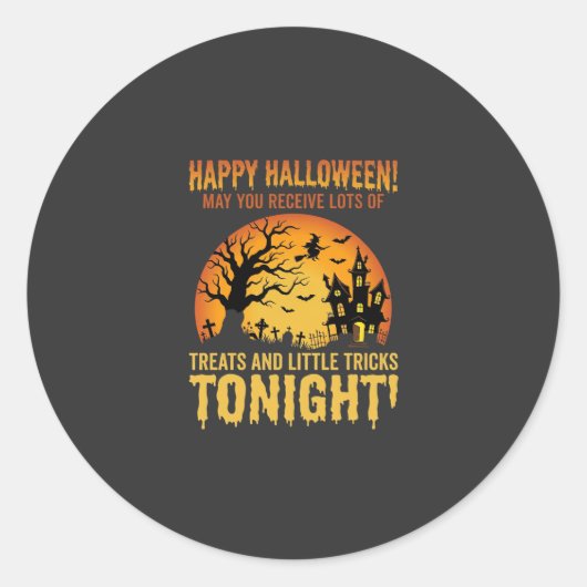 Fröhliches Halloween Spukhaus Süßigkeiten oder Sau Runder Aufkleber (Vorderseite)