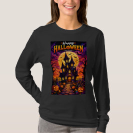 Fröhliches Halloween Spukhaus Süßigkeiten oder Sau T-Shirt