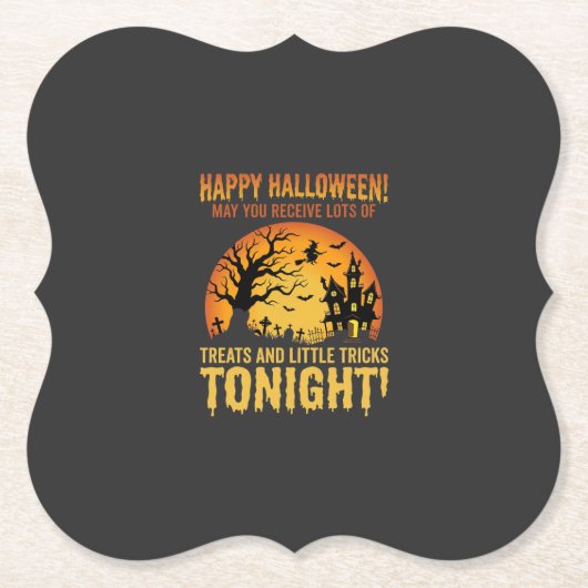 Fröhliches Halloween Spukhaus Süßigkeiten oder Sau Untersetzer (Vorderseite)