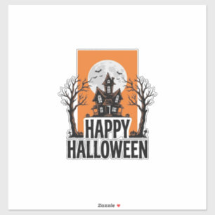 Fröhliches Halloween Spukhaus Vintage-Grafik_1 Aufkleber