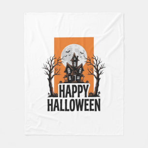 Fröhliches Halloween Spukhaus Vintage-Grafik_1 Fleecedecke