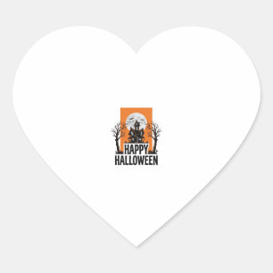 Fröhliches Halloween Spukhaus Vintage-Grafik_1 Herz-Aufkleber