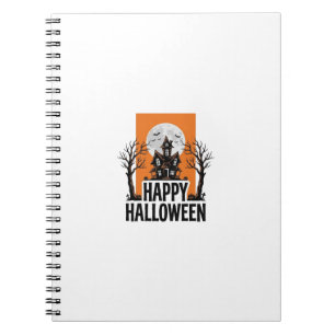 Fröhliches Halloween Spukhaus Vintage-Grafik_1 Notizblock