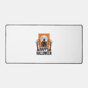 Fröhliches Halloween Spukhaus Vintage-Grafik_1 Schreibtischunterlage