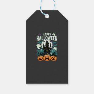 Fröhliches Halloween Spukschloss Geister und Kürbi Geschenkanhänger