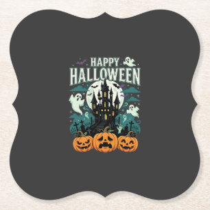 Fröhliches Halloween Spukschloss Geister und Kürbi Untersetzer
