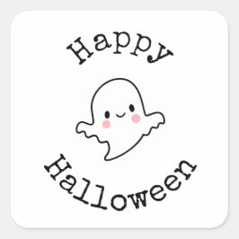 Fröhliches Halloween-Sticker - Süßer Kawaii-Geist Quadratischer Aufkleber