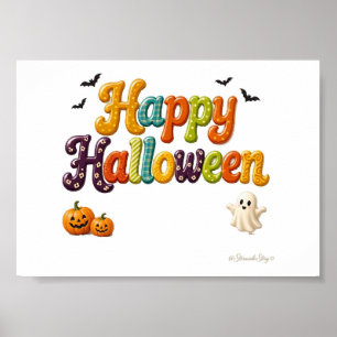 Fröhliches Halloween Sunny Dotted Bubble Letters Poster