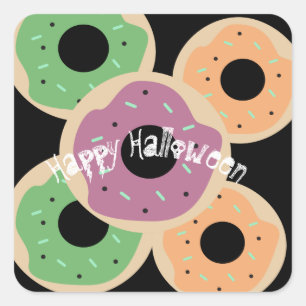 Fröhliches Halloween Süße Donuts Partygeschenk Quadratischer Aufkleber