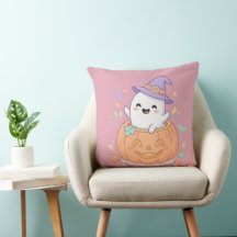 Fröhliches Halloween süße Kürbis-Geist-Kissen