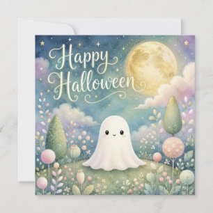 Fröhliches Halloween Süßer Geist Pastellgarten Karte