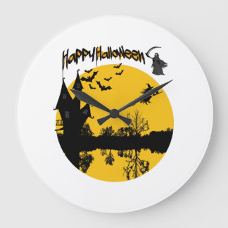 Fröhliches Halloween T-Shirt Große Wanduhr