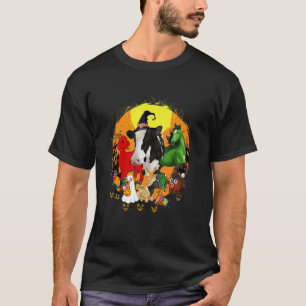 Fröhliches Halloween Tier  Schwarze Katze Hund Kuh T-Shirt