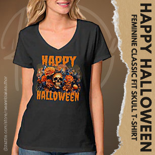 Fröhliches Halloween-Totenkopf-T-Shirt T-Shirt