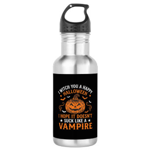 Fröhliches Halloween Vampir Kürbis Hexenhut Fleder Edelstahlflasche
