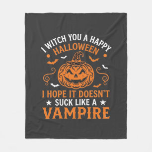 Fröhliches Halloween Vampir Kürbis Hexenhut Fleder Fleecedecke