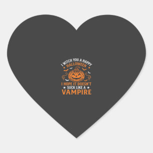 Fröhliches Halloween Vampir Kürbis Hexenhut Fleder Herz-Aufkleber