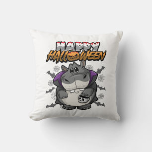 Fröhliches Halloween verkleidetes Nilpferd Kissen
