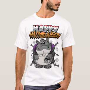 Fröhliches Halloween verkleidetes Nilpferd T-Shirt