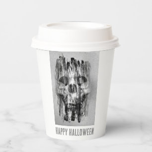 Fröhliches Halloween. Verstörter Totenkopf Pappbecher