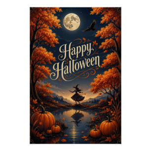 Fröhliches Halloween Verzauberter Herbst-Kürbis Poster