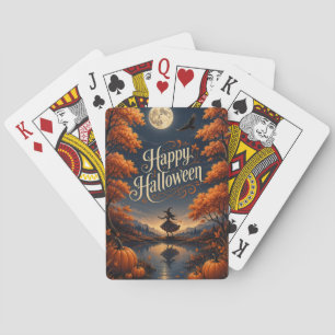 Fröhliches Halloween Verzauberter Herbst-Kürbis Spielkarten