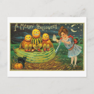 Fröhliches Halloween Vintage-Postkarte Postkarte
