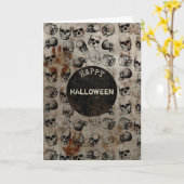 Fröhliches Halloween-Vintages SchädelHalloween Karte (Gelbe Blume)