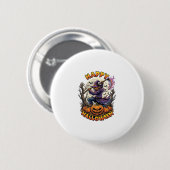 Fröhliches Halloween Vogelscheuche Sensenmann Flam Button (Vorne & Hinten)