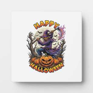 Fröhliches Halloween Vogelscheuche Sensenmann Flam Fotoplatte