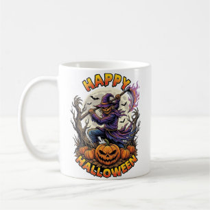 Fröhliches Halloween Vogelscheuche Sensenmann Flam Kaffeetasse