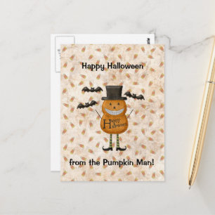 Fröhliches Halloween vom Kürbismann Postkarte