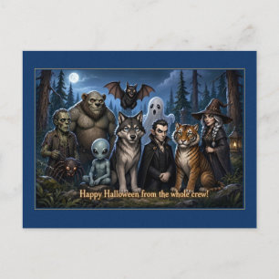 Fröhliches Halloween von der ganzen Monster-Crew Postkarte