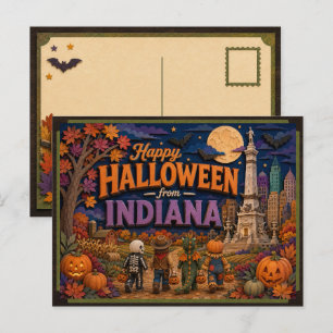 Fröhliches Halloween von Indiana-Kindern Postkarte